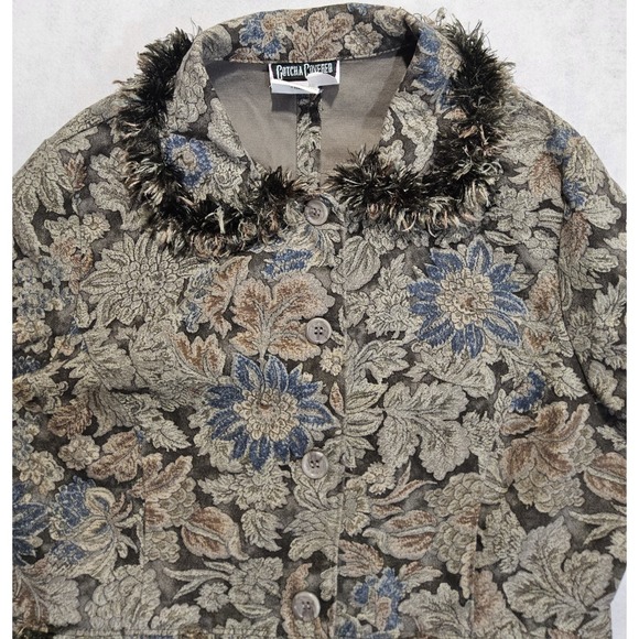 Vtg Cottagecore Jacket L Tapestry Floral Bell Sleeve Fairy Whimsy Y2K Country‎ - Picture 3 of 10